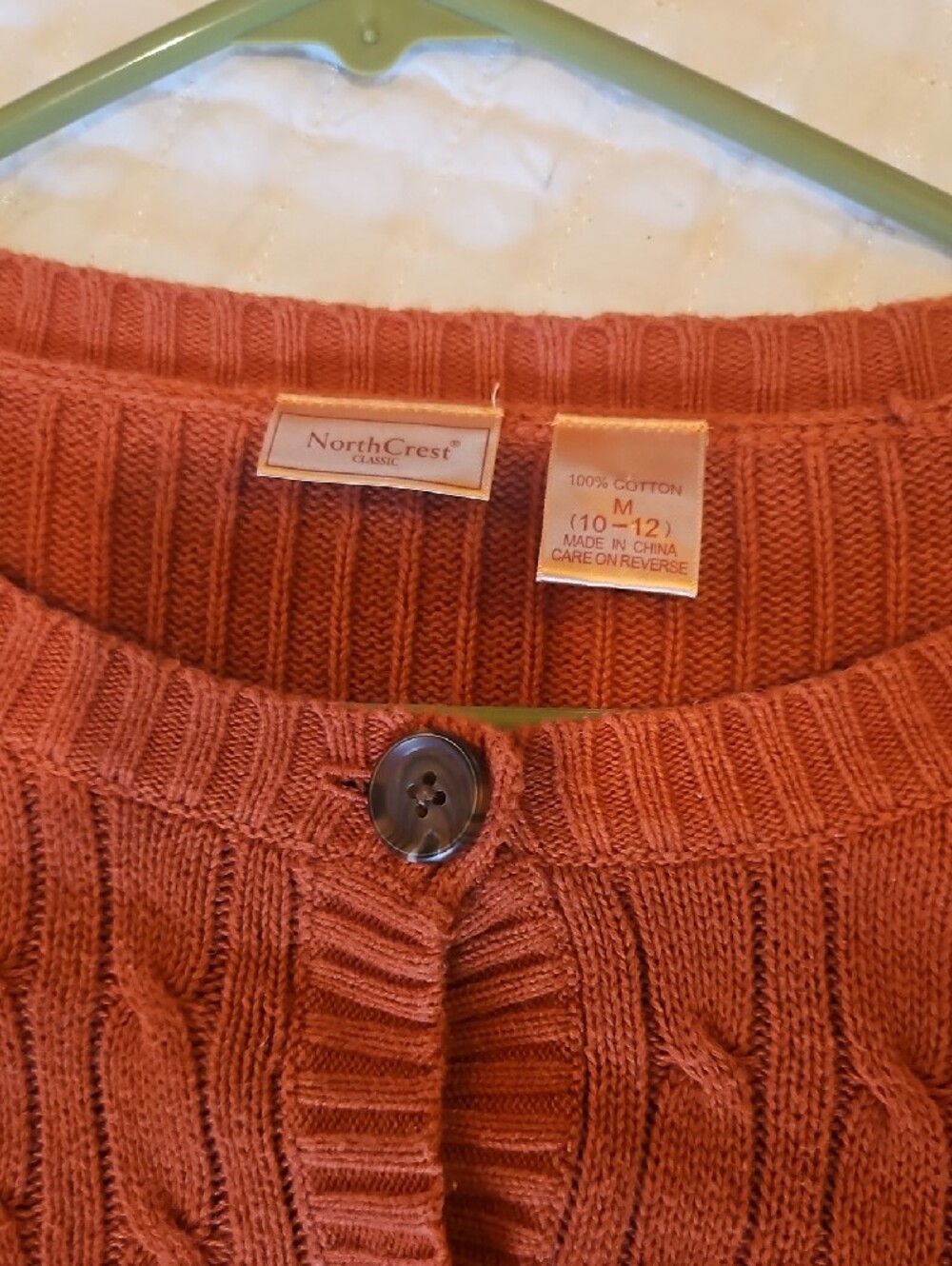 Northcrest Rust Cable Button-Front Cardigan - Picture 2 of 4
